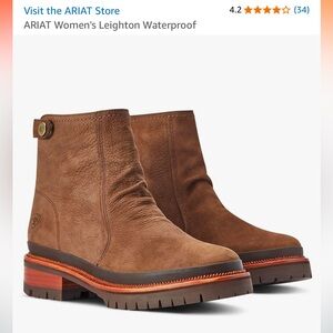 Ariat Leighton Boots Size 7 Brown Leather Zip Back